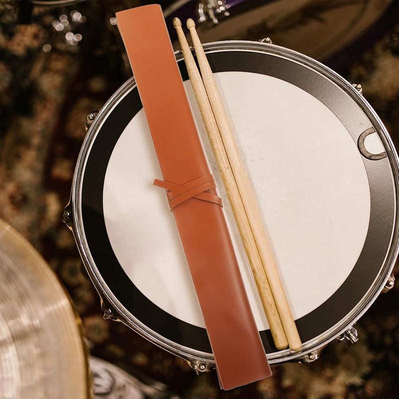 Professional Brown PU Drumstick Carry Bag For 2 Sticks Portable Storage Pouch With Holder - Image 5